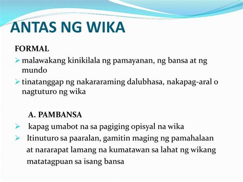 Antas ng wika na pambansa example